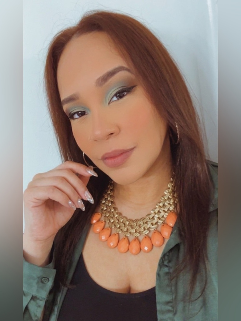 Gold and coral Statement Necklace